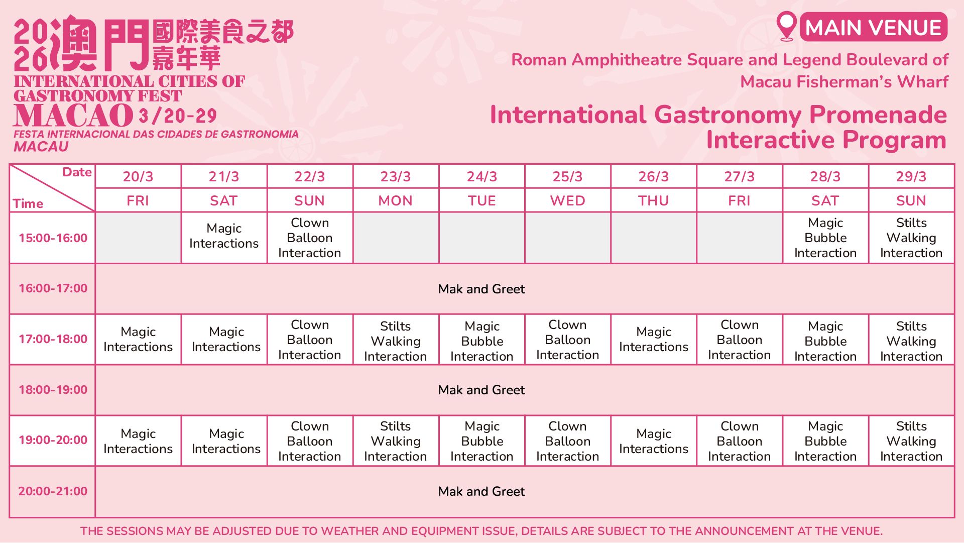 Interactive Program Timetable